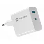 Cargador de CA con cable para dispositivos móviles NATEC NUC-2142, USB-C PD 3.0 + USB-A, 5–20 V hasta 3 A, 45 W, blanco