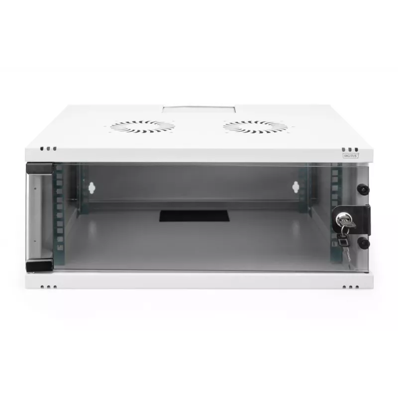 Armario de pared DIGITUS 4U - SOHO sin montar 241x540x400mm puerta frontal de cristal completo gris