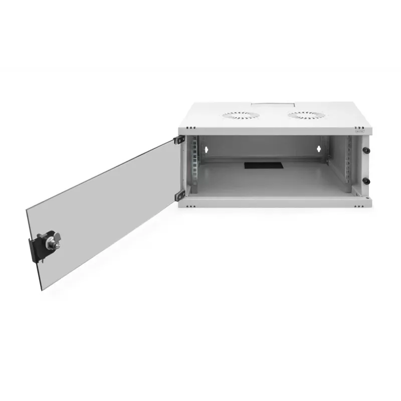 Armario de pared DIGITUS 4U - SOHO sin montar 241x540x400mm puerta frontal de cristal completo gris