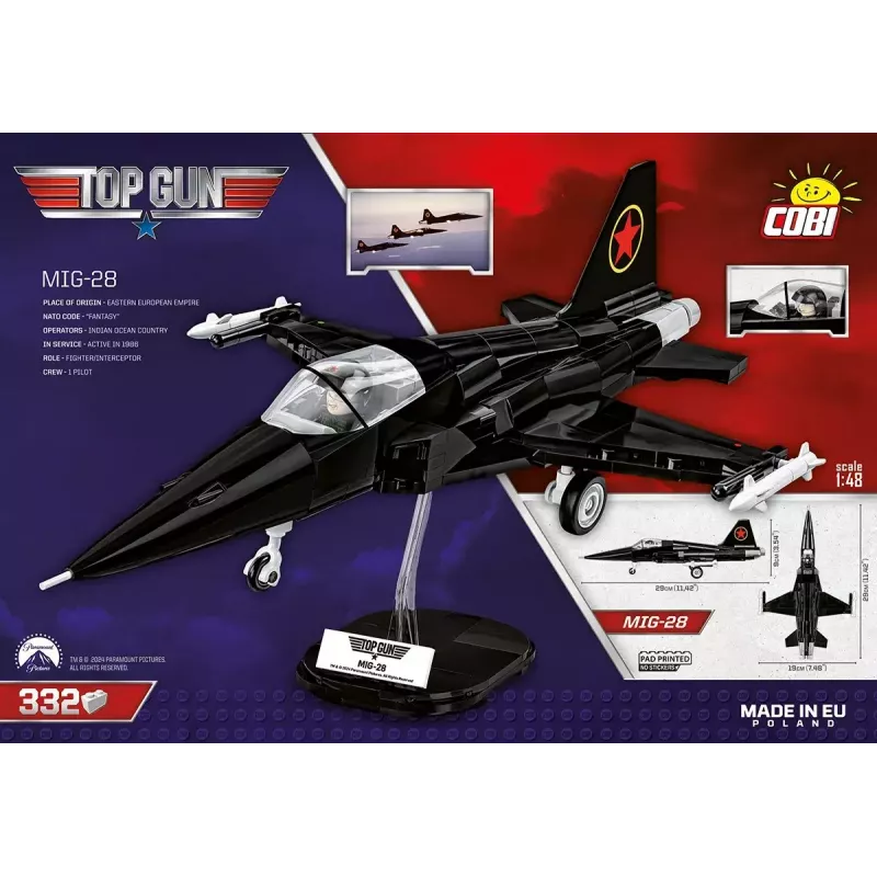 Set de construcción Cobi Top Gun MiG-28 5859 maqueta a escala 1:48, set de bloques de coleccionista
