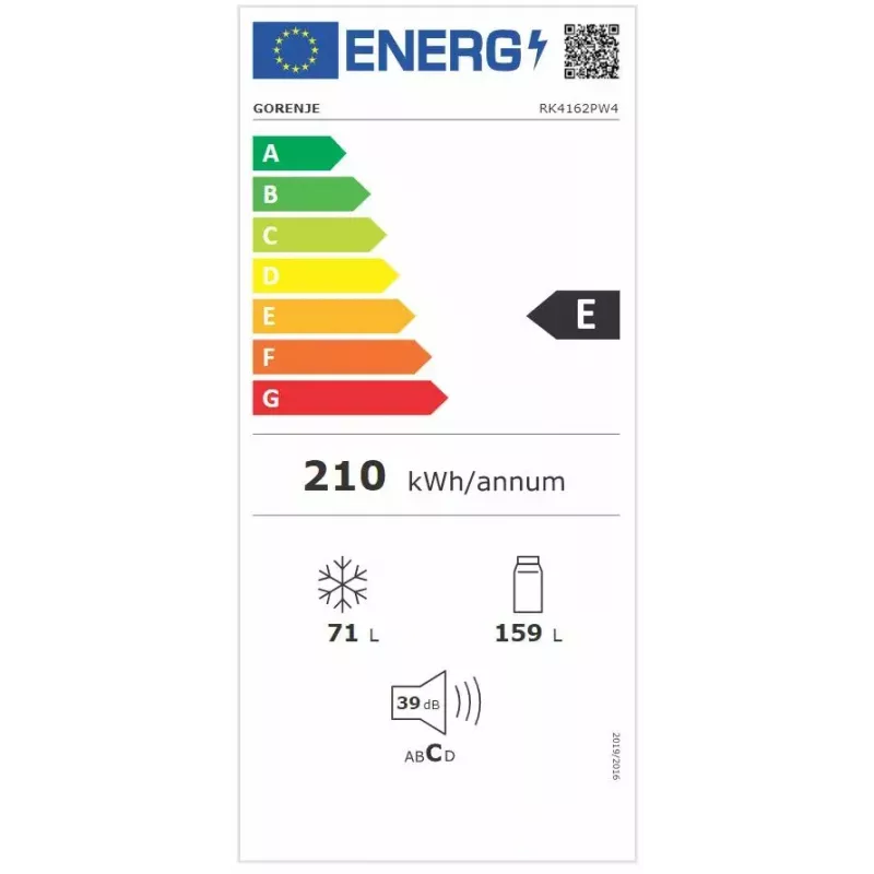 Frigorífico-congelador independiente Gorenje RK4162PW4 — 230 L totales (frigorífico 159 L, congelador 71 L), blanco, inverter, congelador abajo