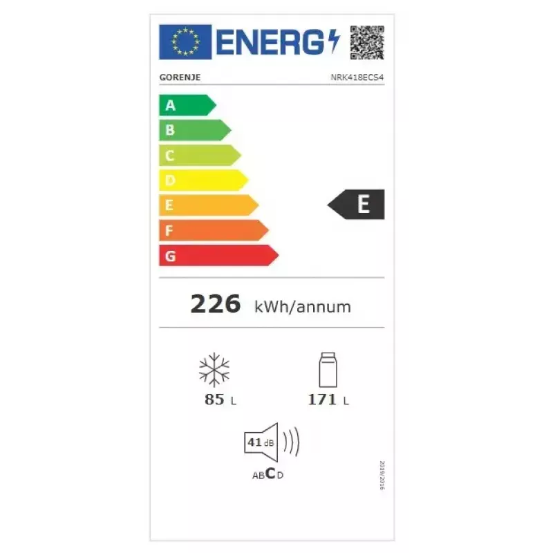 Frigorífico-congelador independiente Gorenje NRK 418 ECS4 – 256 l de volumen total, frigorífico 171 l No Frost, congelador 85 l, 41 dB, clase energética E