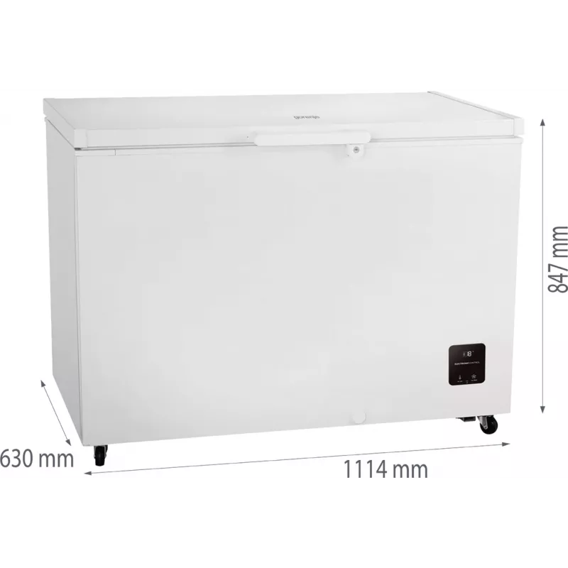 Arcón congelador Gorenje FH30EAW — 297 L netos, clase energética E, independiente, pantalla, blanco