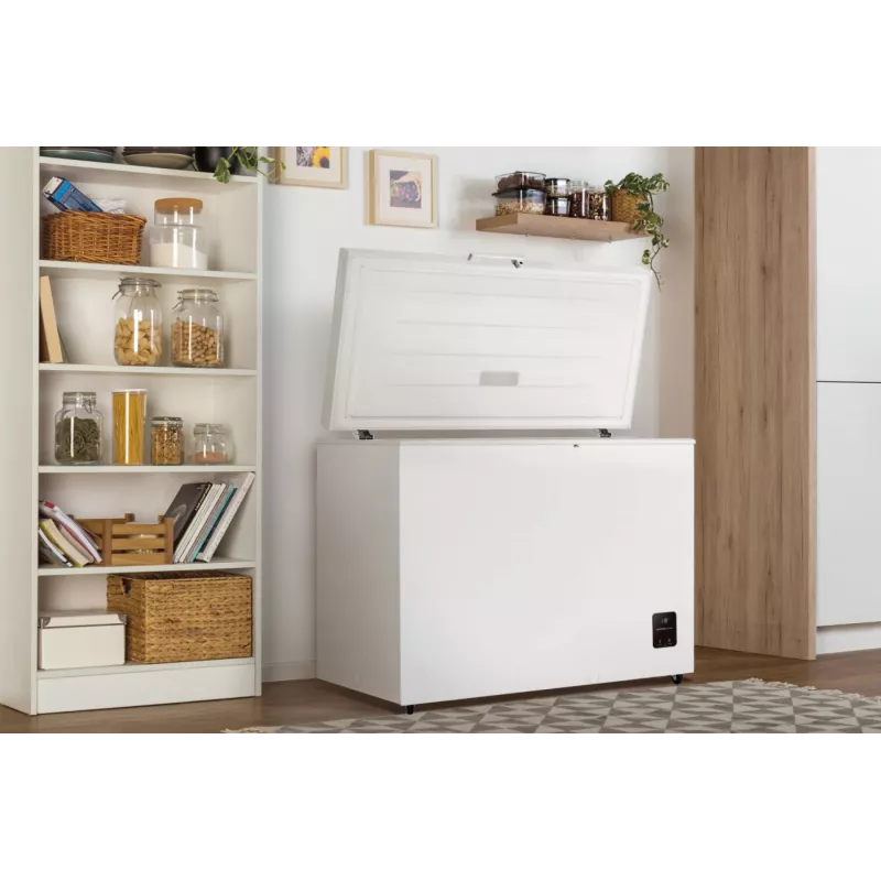Arcón congelador Gorenje FH30EAW — 297 L netos, clase energética E, independiente, pantalla, blanco