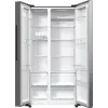 Frigorífico side-by-side Gorenje NRR9185EAXL — 550 L, independiente, plateado, No Frost, máquina de hielo, pantalla táctil LED