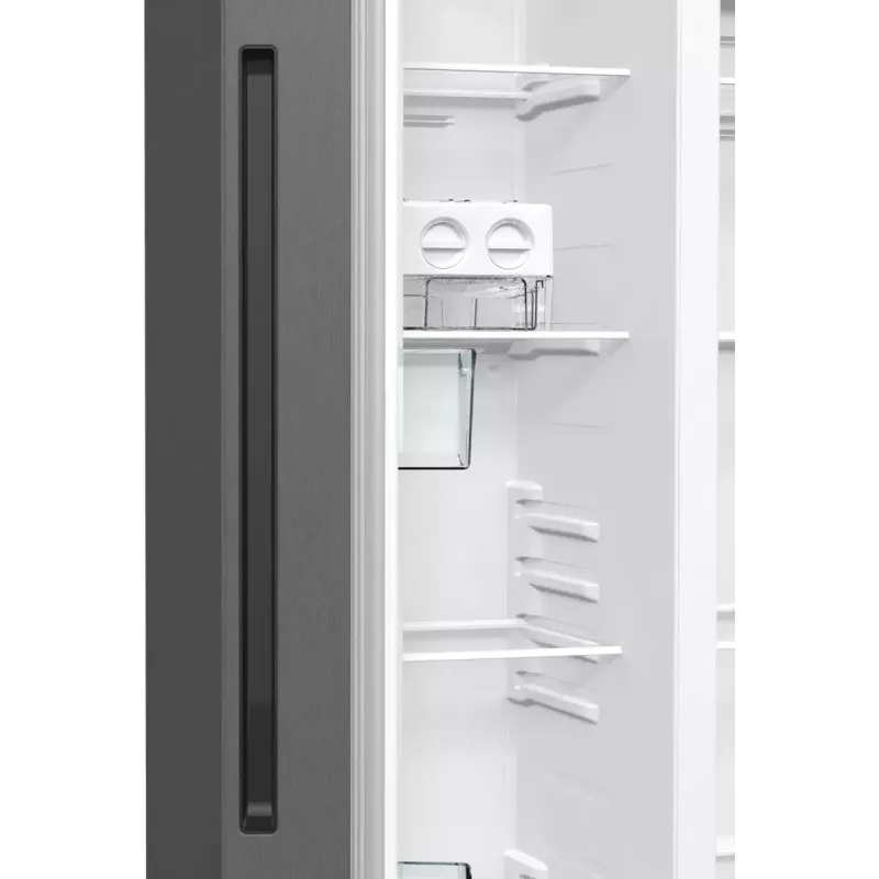 Frigorífico side-by-side Gorenje NRR9185EAXL — 550 L, independiente, plateado, No Frost, máquina de hielo, pantalla táctil LED