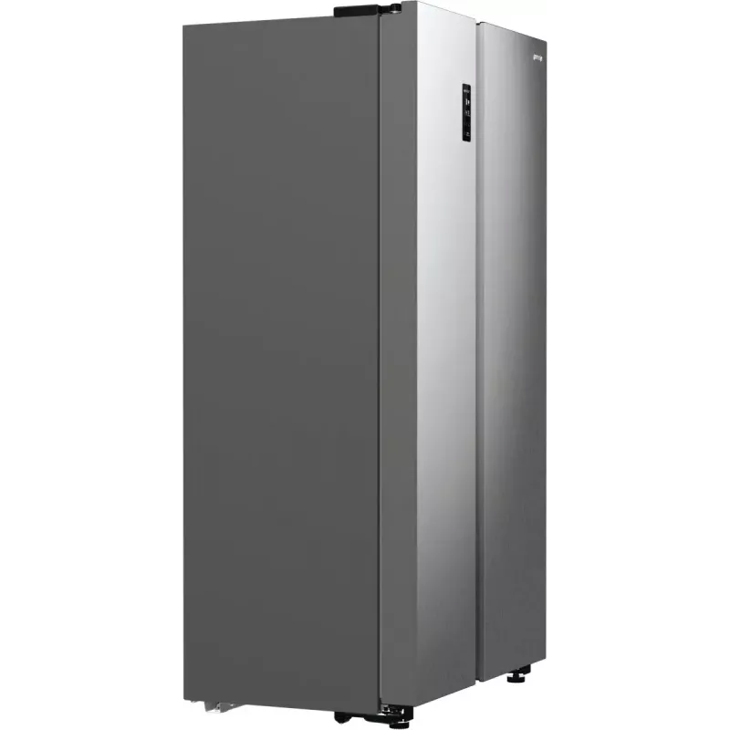 Frigorífico side-by-side Gorenje NRR9185EAXL — 550 L, independiente, plateado, No Frost, máquina de hielo, pantalla táctil LED