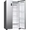 Frigorífico side-by-side Gorenje NRR9185EAXL — 550 L, independiente, plateado, No Frost, máquina de hielo, pantalla táctil LED