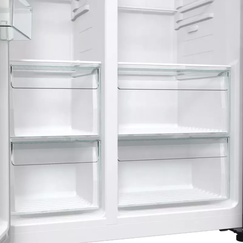 Frigorífico side-by-side Gorenje NRR9185EAXL — 550 L, independiente, plateado, No Frost, máquina de hielo, pantalla táctil LED