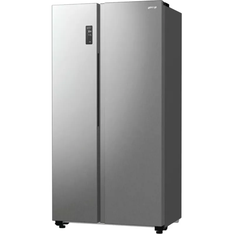 Frigorífico side-by-side Gorenje NRR9185EAXL — 550 L, independiente, plateado, No Frost, máquina de hielo, pantalla táctil LED