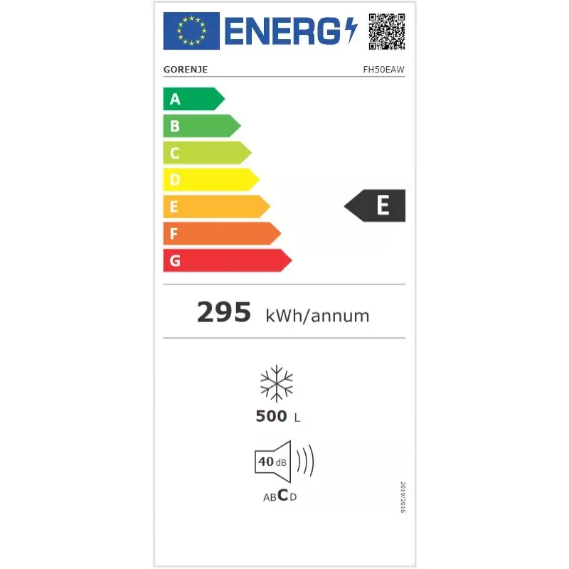 Arcón congelador Gorenje FH50EAW – 500 L, independiente, 84,7 cm de altura, clase de eficiencia energética E, blanco