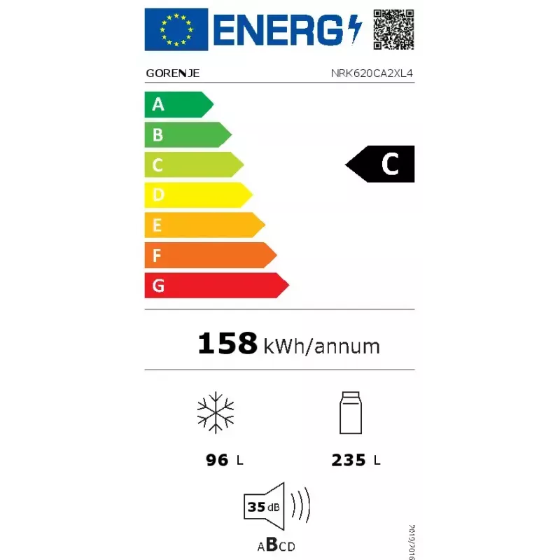 Gorenje NRK620CA2XL4 frigorífico combinado de libre instalación, congelador inferior, 331 l (235 l + 96 l), No Frost Plus, clase energética C, gris