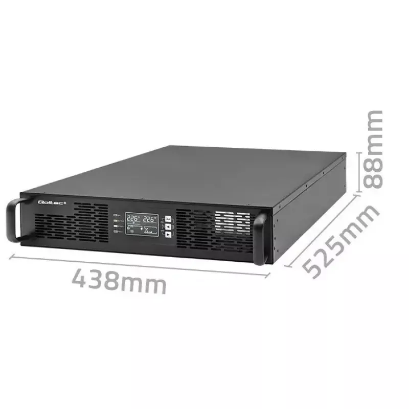 SAI para rack QOLTEC 52286 2 kVA (2000 W) factor de potencia 1,0, montaje en rack