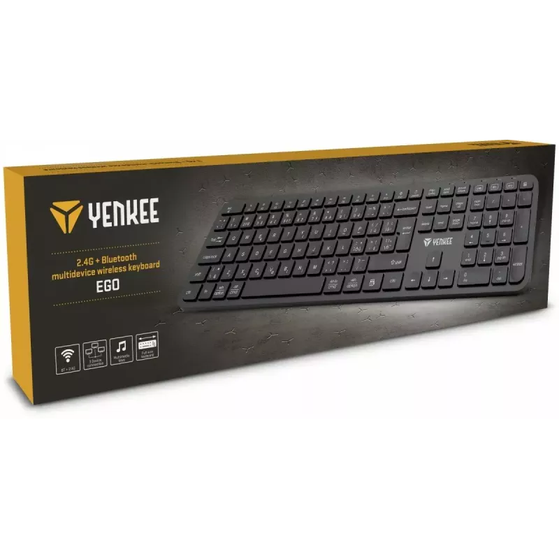Teclado inalámbrico YENKEE YKB 2050 EGO 2.4G Bluetooth — diseño compacto, modo dual inalámbrico