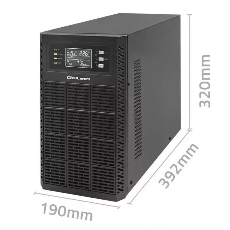 Sistema de alimentación ininterrumpida QOLTEC 52282 3kVA Line-Interactive con pantalla LCD