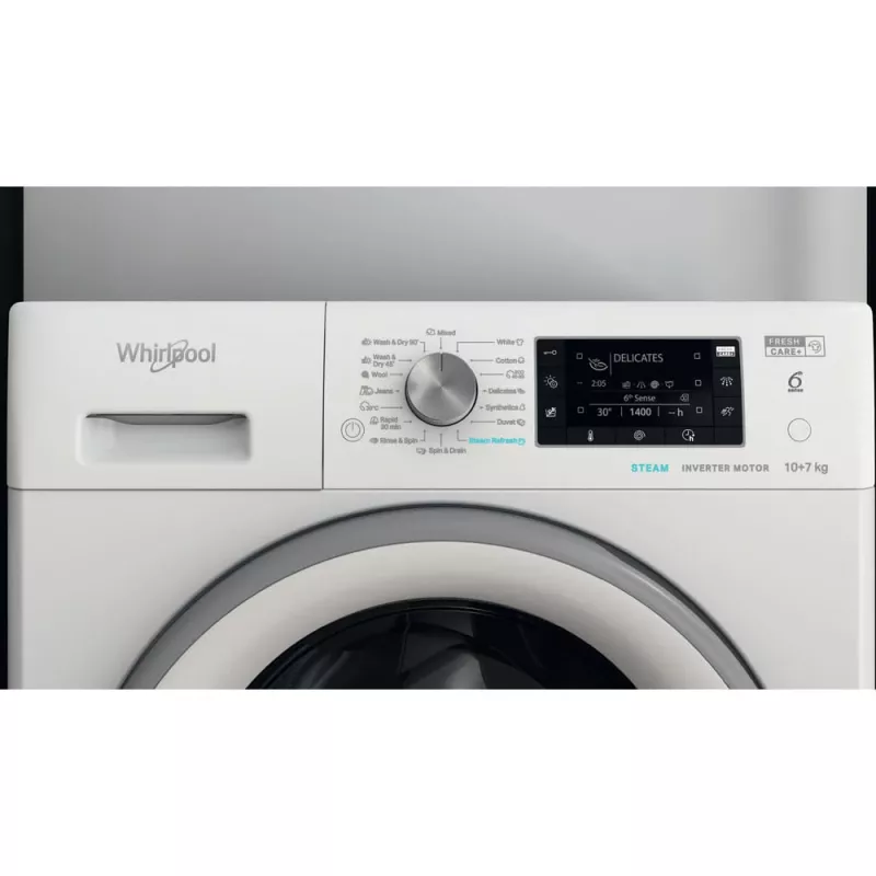Whirlpool FFWDD 1076258 SV EE Lavadora secadora de libre instalación carga frontal blanca