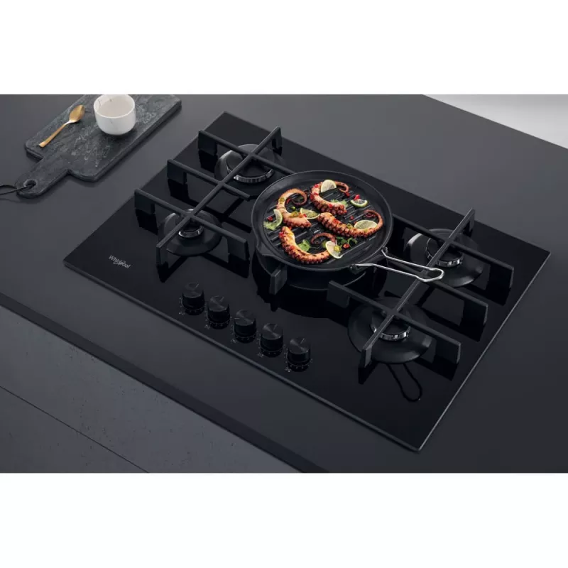Whirlpool AKWL 728/NB Placa de gas integrada negra 75 cm 5 zonas