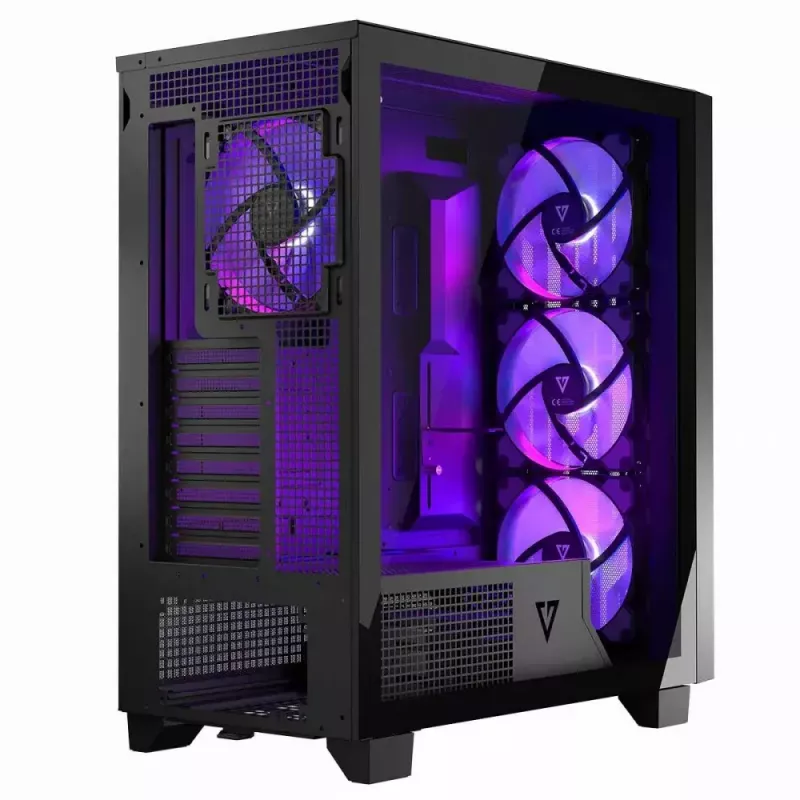 Caja de PC MODECOM Perun Apex ARGB ATX Midi Tower, cristal templado, USB-C, compatible con ATX/Micro ATX, 3x140mm frontal, 1x140mm trasero