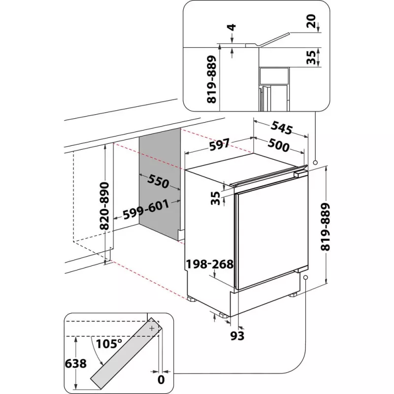 Whirlpool WBUF011 Frigorífico combi integrado 126 L
