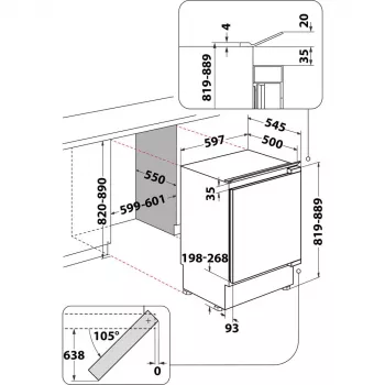 Whirlpool WBUL021 Frigorífico integrado 144 L blanco