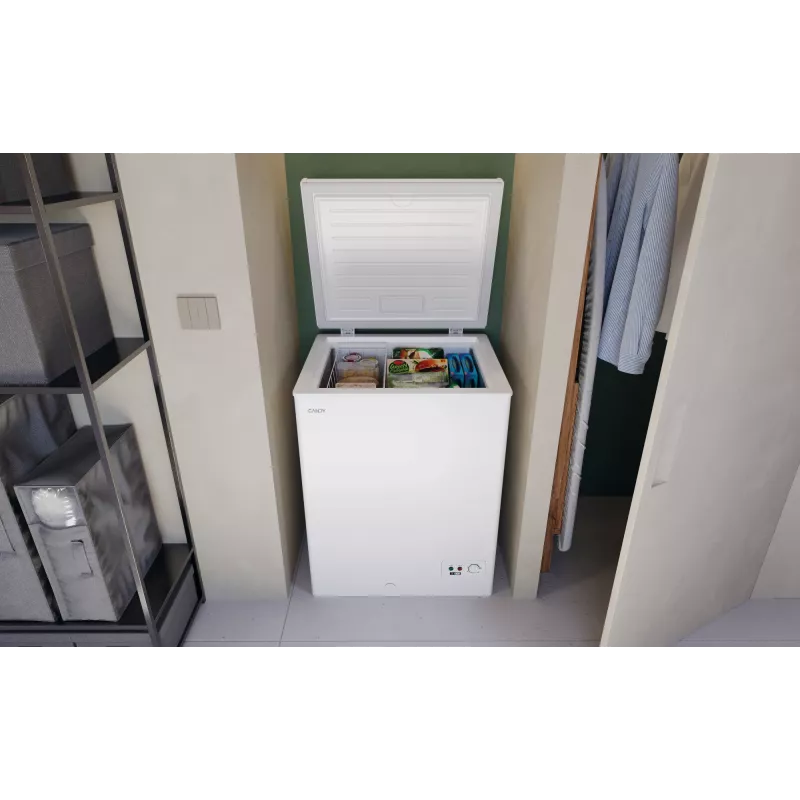 Arcón congelador CANDY CCHH 145E — 137 l de capacidad neta, 4 estrellas, apertura a la izquierda, blanco