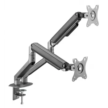 Soporte de doble monitor ajustable montado en escritorio GEMBIRD, Gris Espacial