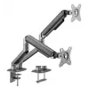 Soporte de doble monitor ajustable montado en escritorio GEMBIRD, Gris Espacial