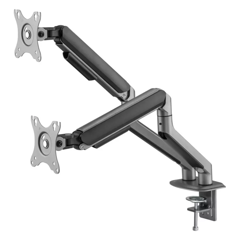 Soporte de doble monitor ajustable montado en escritorio GEMBIRD, Gris Espacial