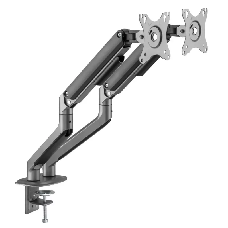 Soporte de doble monitor ajustable montado en escritorio GEMBIRD, Gris Espacial