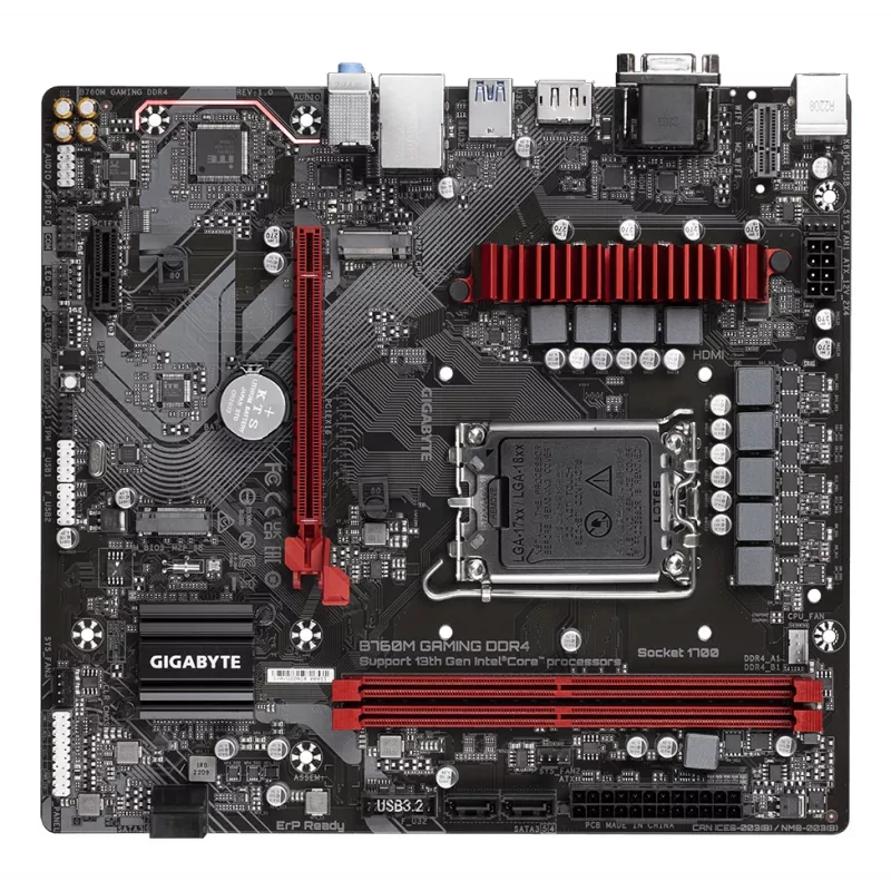 Placa base GIGABYTE B760M GAMING DDR4 - Compatible con CPUs Intel Core 14.ª gen, VRM digital 6+2+1 fases, hasta 5333MHz DDR4 (OC), 2xPCIe 4.0 M.2, 2.5GbE LAN, USB 3.2 Gen1