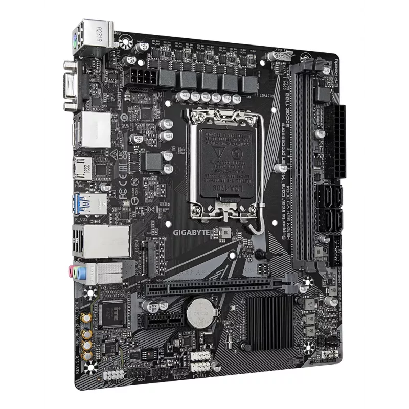 Placa base GIGABYTE H610M S2H V3 DDR4 - Compatible con CPUs Intel Core de 14.ª gen., VRM híbrido digital 4+1+1, hasta 3200 MHz DDR4, 1x PCIe 3.0 M.2, GbE LAN, USB 3.2 Gen 1