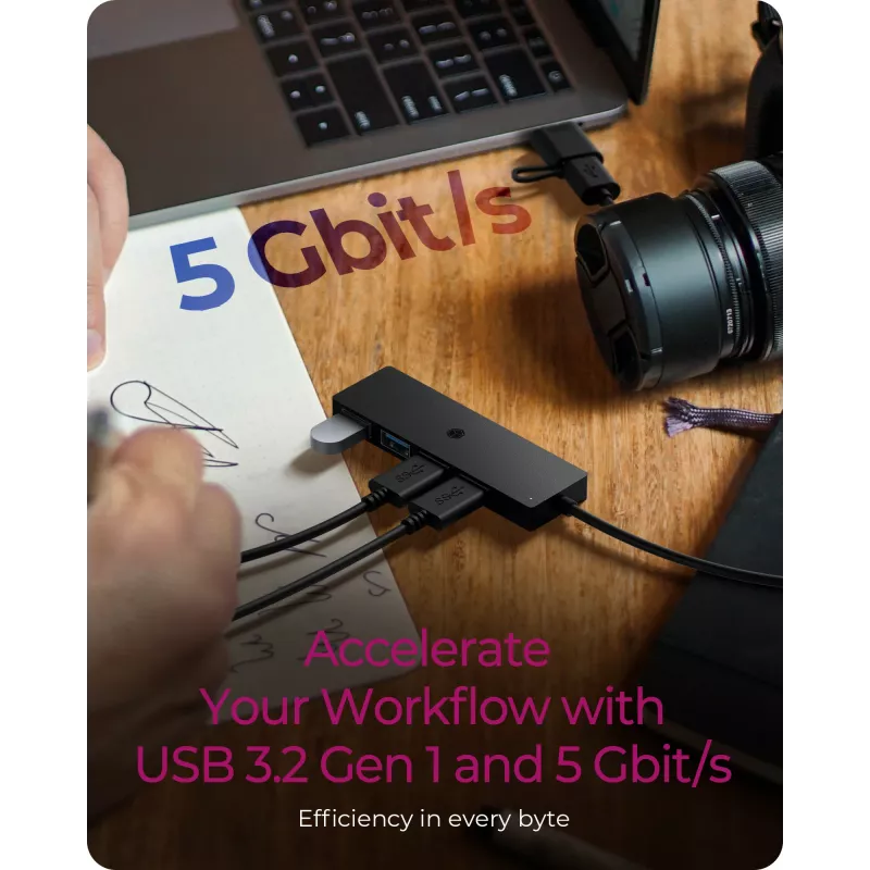 ICY BOX IB-HUB1424-C3 USB 3.2 Gen 1 (3.1 Gen 1) Type-A + Type-C 5000 Mbit/s Negro