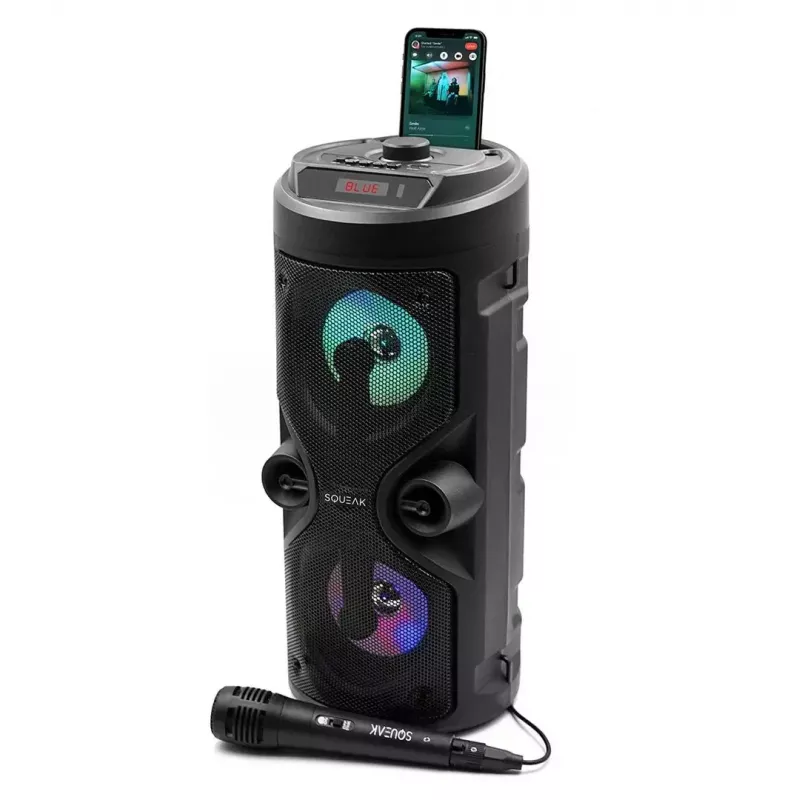 Altavoz estéreo portátil SQUEAK SQ1004 Harmony BT 5.0, 40W RMS, Bluetooth 5.0, FM, LED, batería de 8 h, Negro