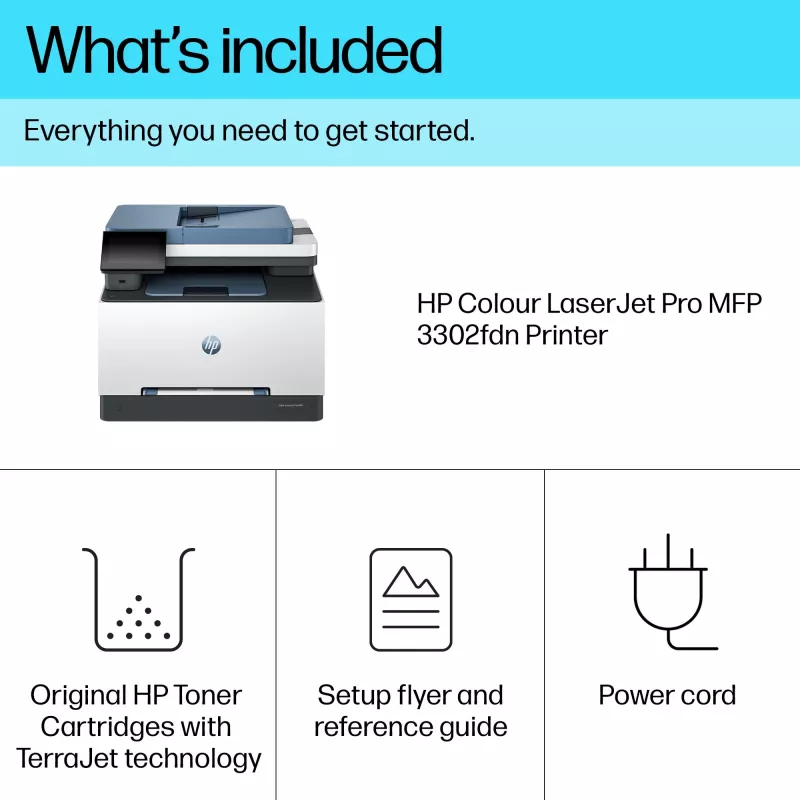 HP Color LaserJet Pro MFP 3302fdn, Láser, Impresión en color, 600 x 600 DPI, A4, Impresión directa, Azul