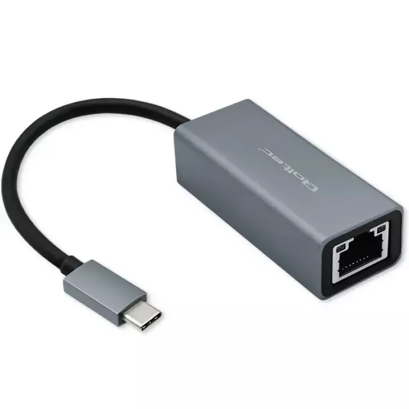 Qoltec 50352 Tarjeta de interfaz RJ-45 USB Type-C hembra Gris