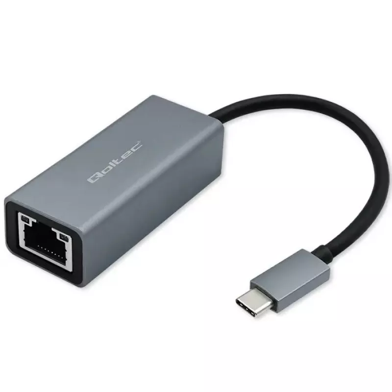 Qoltec 50352 Tarjeta de interfaz RJ-45 USB Type-C hembra Gris
