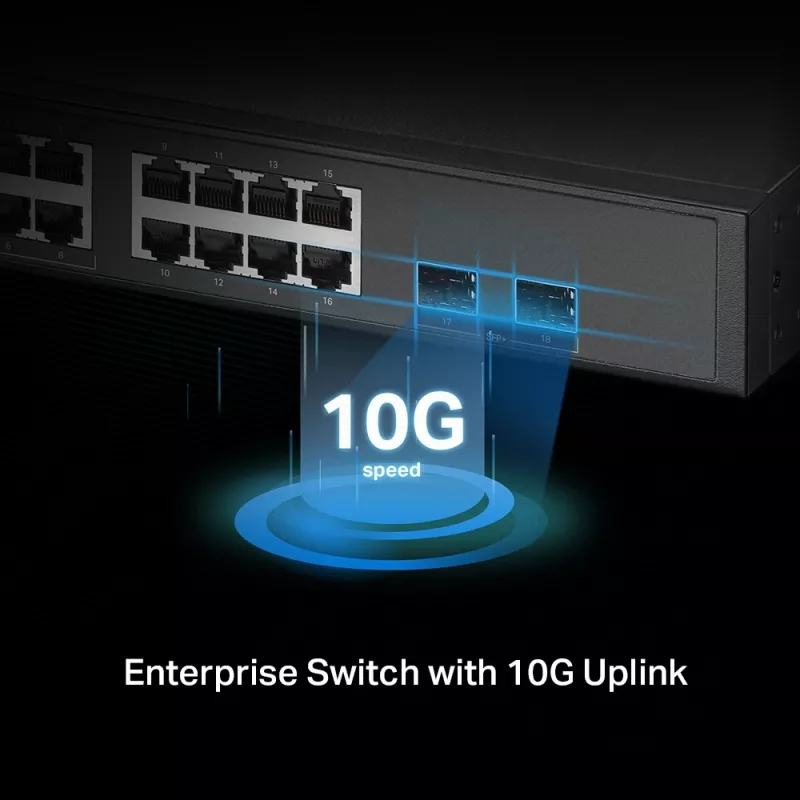 TP-Link Omada Switch gestionado L2+ de 16 puertos 2.5G y 2 puertos 10GE SFP+ con 8 puertos PoE+