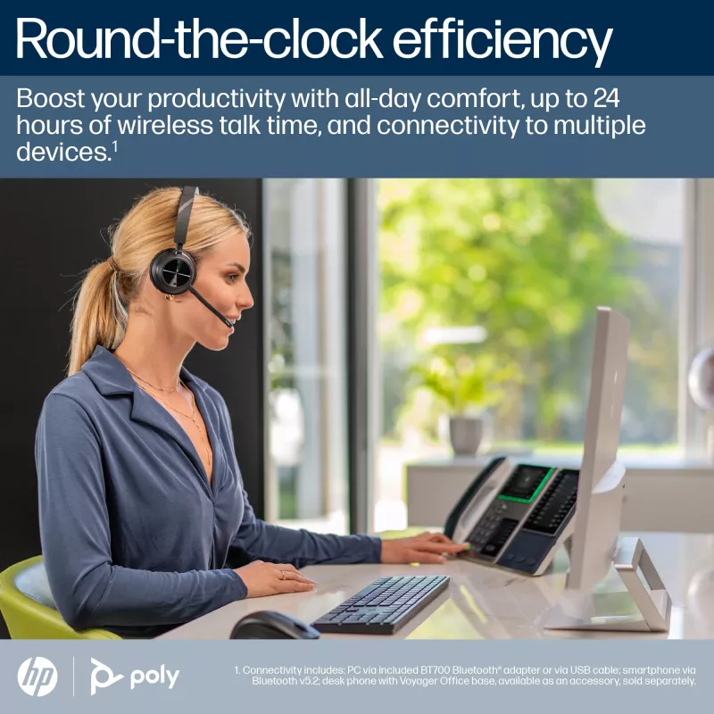 HP Poly Voyager 4320-M auricular certificado para Microsoft Teams + dongle BT700 + base de carga