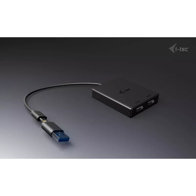 Adaptador de vídeo i-tec CADUAL4KHDMI USB-A/USB-C Dual 4K/60 Hz HDMI, 2x HDMI hembra, 0,27 m, 3840 x 2160, negro