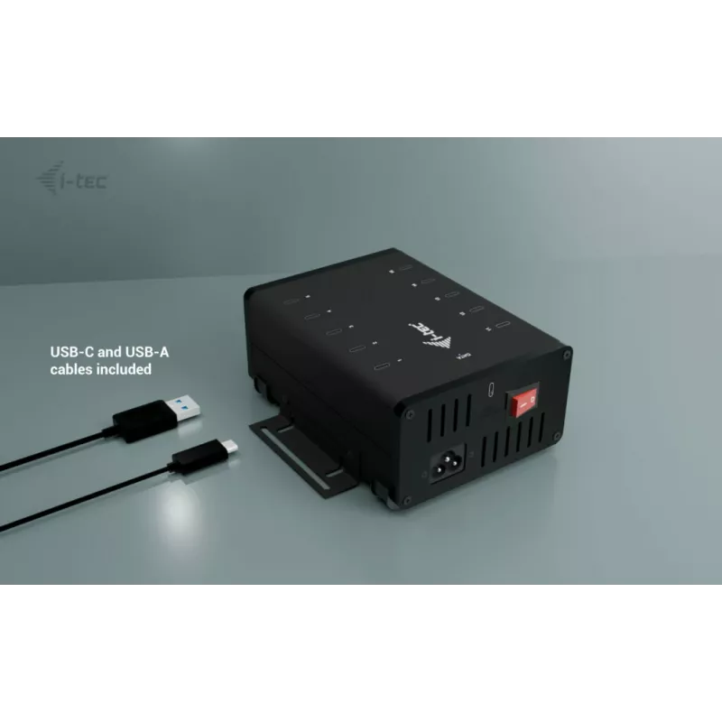 i-tec HUB de carga + datos de metal USB-C/USB-A, 15 W por puerto, 10x USB-C