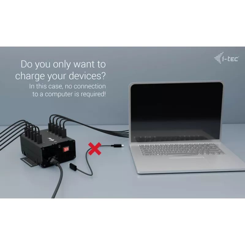 i-tec HUB de carga + datos de metal USB-C/USB-A, 15 W por puerto, 10x USB-C