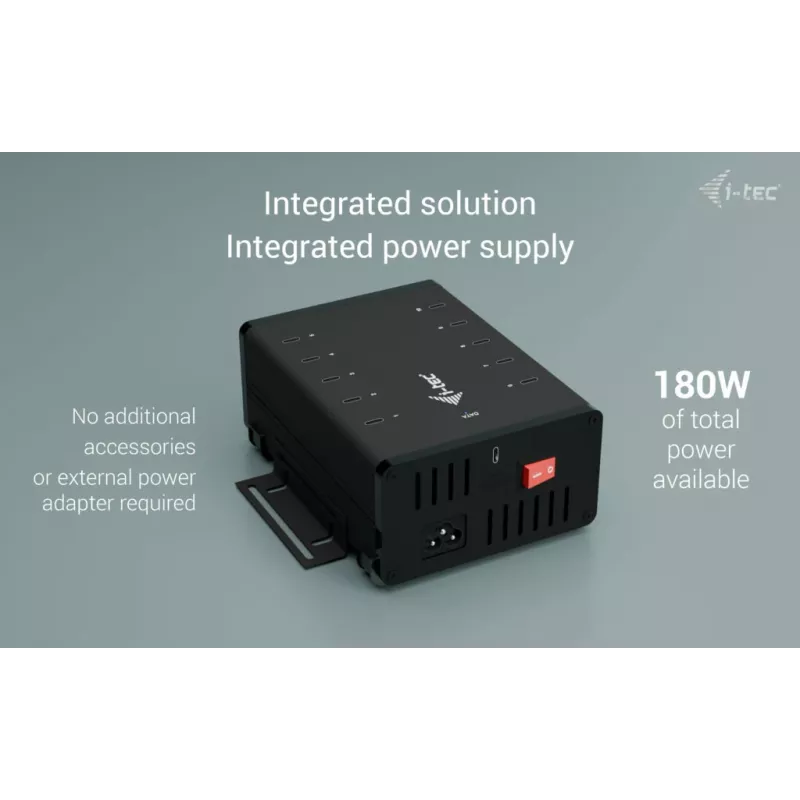 i-tec HUB de carga + datos de metal USB-C/USB-A, 15 W por puerto, 10x USB-C