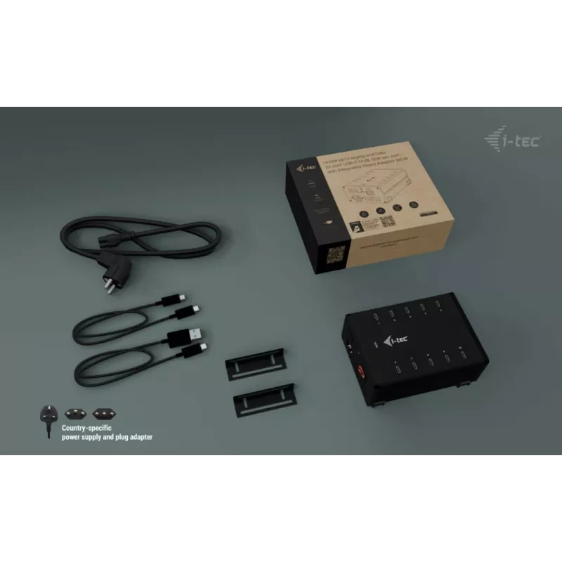 i-tec HUB de carga + datos de metal USB-C/USB-A, 15 W por puerto, 10x USB-C