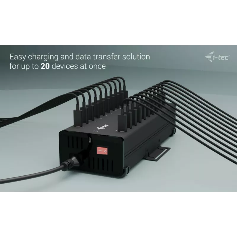 i-tec USB-C/USB-A Metal Charging + data HUB, 15W por conexión, 20x USB-C