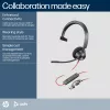 HP Poly Blackwire 3310 auricular USB-C monoaural certificado para Microsoft Teams + adaptador USB-C/A