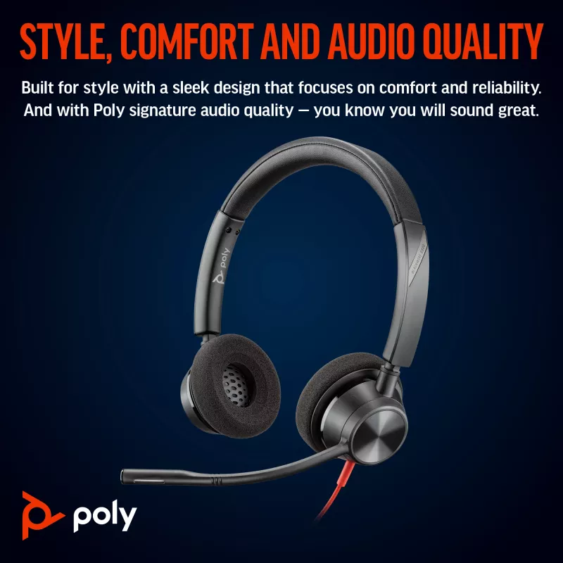HP Poly Blackwire 3320 auricular USB-C estéreo + adaptador USB-C/A