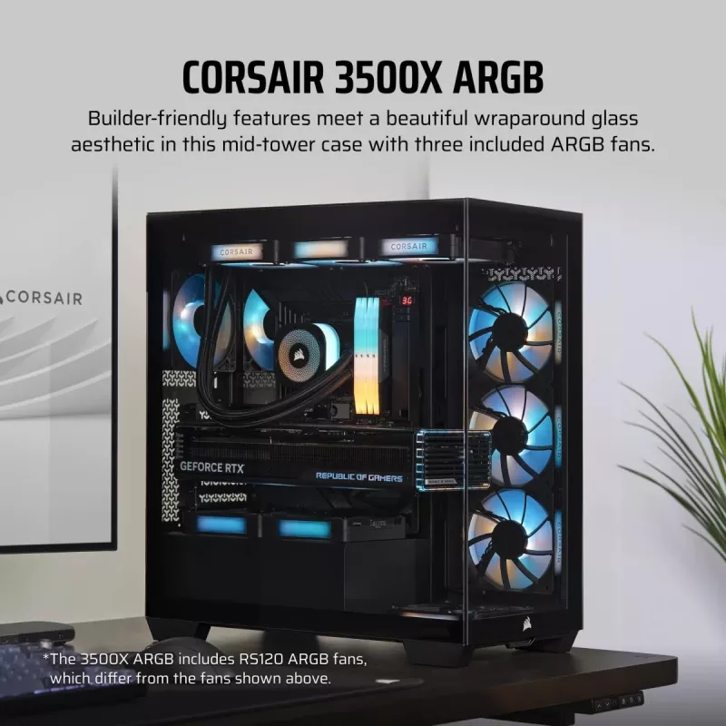 CORSAIR carcasa de PC – 3500X ARGB Mid-Tower