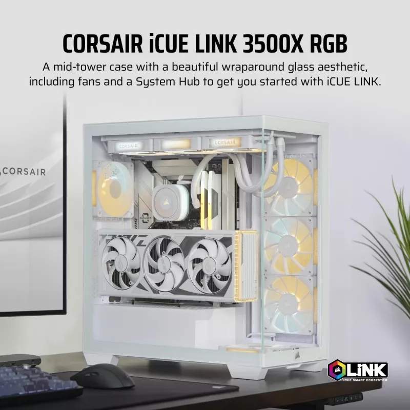 CORSAIR Caja de PC - Icue Link 3500x RGB Mid-tower - Blanco