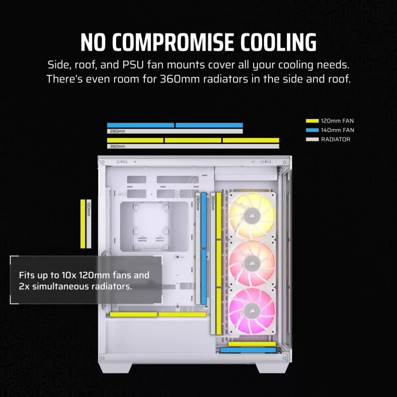 CORSAIR Caja de PC - Icue Link 3500x RGB Mid-tower - Blanco