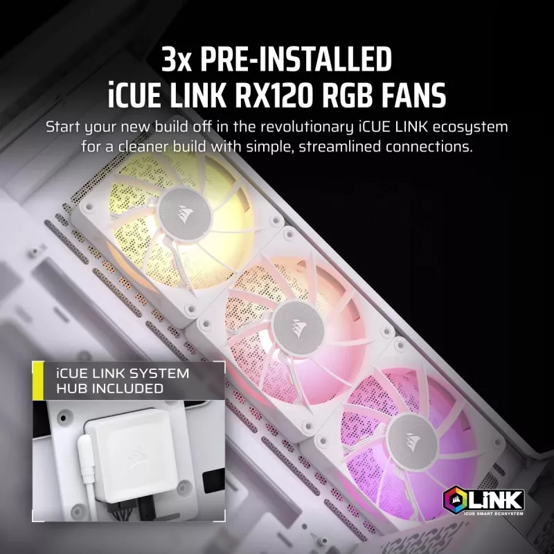 CORSAIR Caja de PC - Icue Link 3500x RGB Mid-tower - Blanco